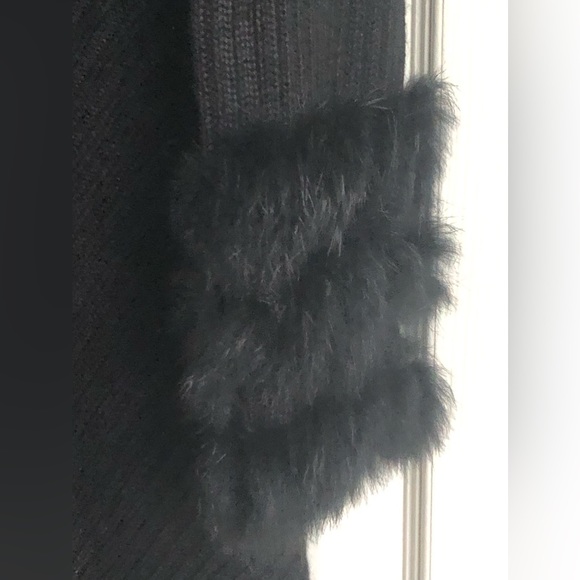 Sisters Black Rabbit Fur and Acrylic Cardigan - Picture 2 of 8